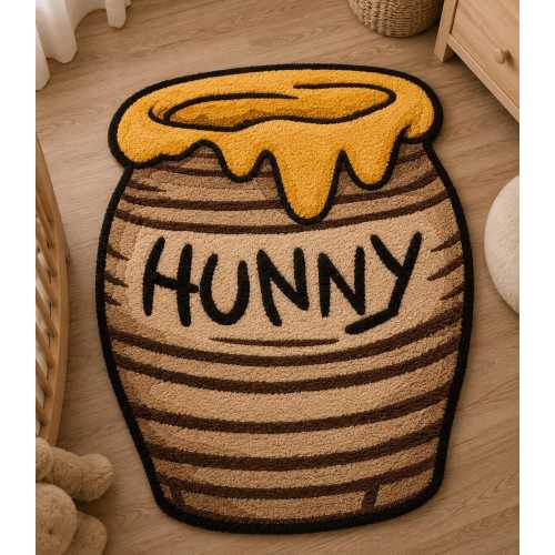Brown Classic Winnie the Pooh Hunny Pot Shaped Area Rug, Pooh Bear Nursery Decor, Cute Kids Bedroom Rug, Storybook Nursery Rug