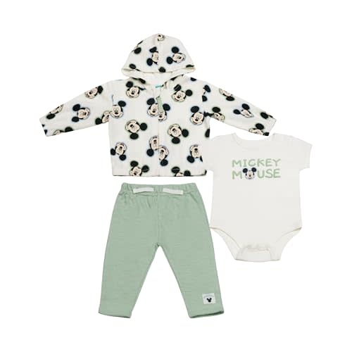 Magic Threadz Disney Clothes Baby Boys 3pc Layette Set – Mickey Mouse & Winnie the Pooh Bodysuit, Hooded Jacket, Pants(0M–9M)