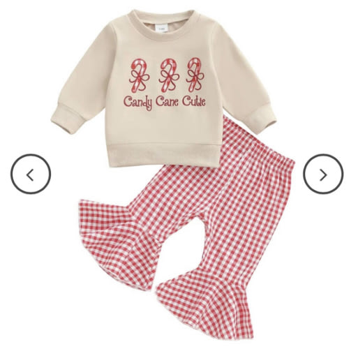 Little Girl Long Sleeve Candy Cane Cutie 2-Piece Outfit Set – The Trendy Toddlers