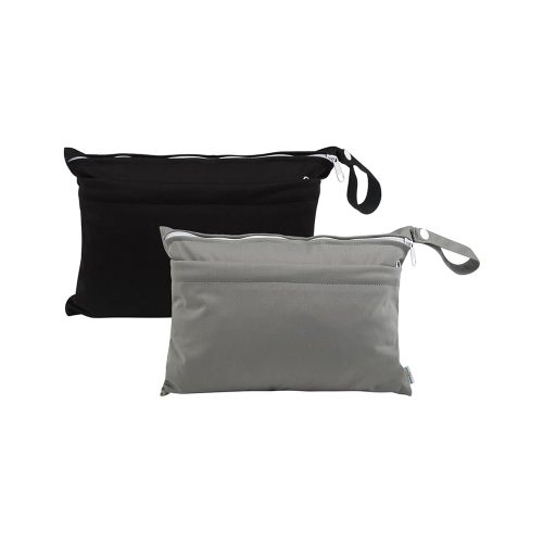 Babygoal Wet Dry Bags for Baby Cloth Diapers, Washable Travel Bag Organizer Pouches, Beach, Pool, Gym Wet Bag for Swimsuits & Wet Dry Clothes with Two Zippered Pockets 2 Pack Small Size 2LNS01-CA