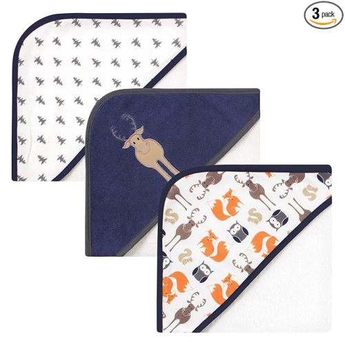 Hudson Baby Cotton Rich Hooded Towels, Blue Moose