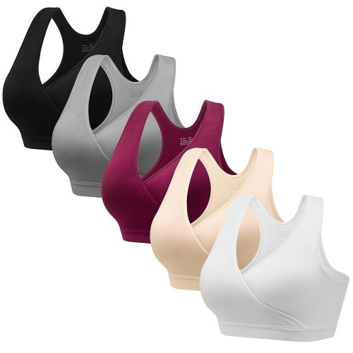 HBselect Nursing Bras for Breastfeeding, Maternity Nursing Sleep Bra Wireless Pregnancy Sleep Bralette 3/5 Pack