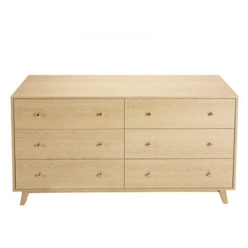 George Oliver 6 Drawer Dresser, Wooden Chest of Drawers with Sliding with Anti-tip Device, Modern Minimalist Dresser Chest, Closet Storage Organizer for Living Room, Hallway, Bedroom, Entryway, Light Wood | Wayfair