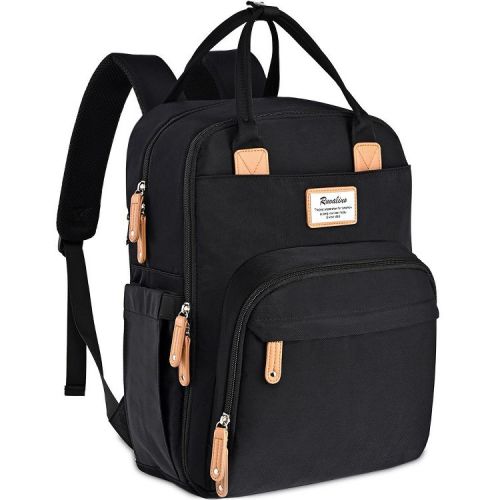 Ruvalino Large Diaper Bag Backpack, Multifunction Baby Changing Travel Bag with Insulated Pockets, Waterproof Backpack for Moms & Dads - Black