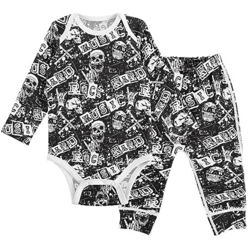 vvfelixl Baby Bodysuits Pants Sets Guitar Headphones Long Sleeve Baby Clothes For Boys Girls 0-24M Black
