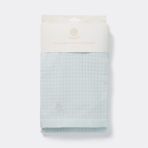 Dymples Reversible Interlock Baby Blanket - Blue