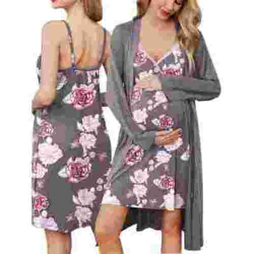Avidlove Women Maternity Robe and Nursing Nightgown Sets for Hospitable Breastfeeding 3 in 1 Labor Delivery Nursing Dress Gown Bathrobe