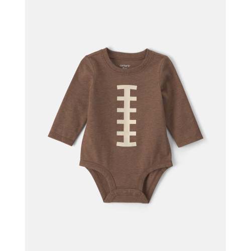 Baby Football Long-Sleeve Graphic Bodysuit - Brown | Carter's