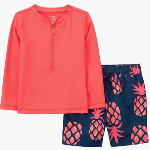 Simple Joys by Carter's Toddlers and Baby Boys' Swimsuit Trunk and Rashguard Set
