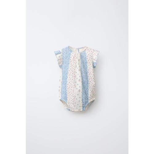 FLORAL PATCHWORK BODYSUIT - Blue / White | ZARA United States