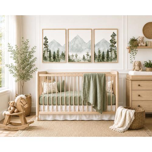 Mountain Nursery Wall Art Set of 3 | Forest Nursery Prints | Adventure Nursery Decor