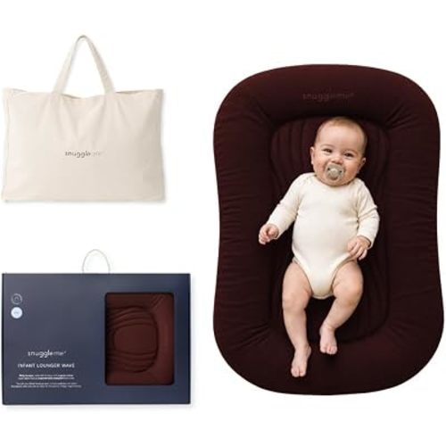 Snuggle Me Wave Organic Infant Baby Lounger, Ergonomic CSPS Compliant Nest (Cocoa)