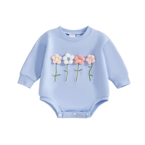 YINGISFITM Newborn Baby Girl Clothes 3D Floral Long Sleeve Sweatshirt Romper Bubble Onesie Fall Winter Infant Outfits