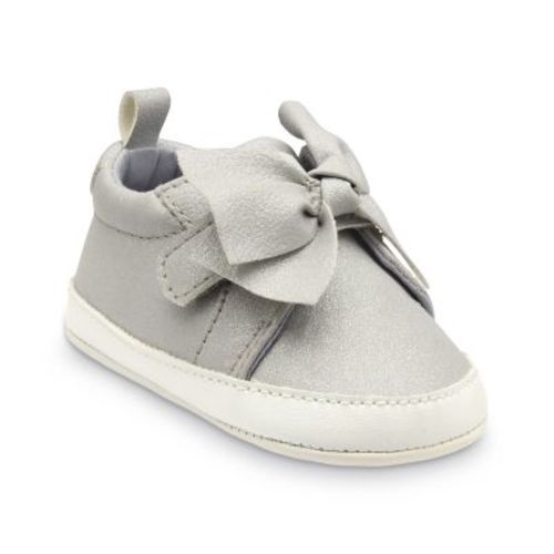 carter's® Size 3-6M Glitter Bow Low-Top Sneaker in Metallic - METALLIC - SIZE 3-6 M SHOE