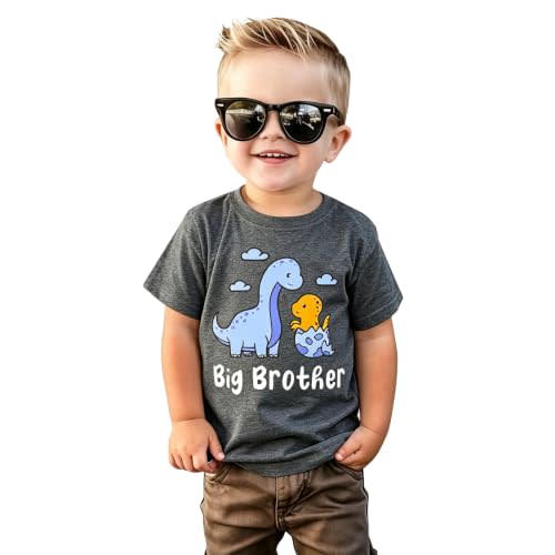Funnycokid Boys Big Brother Shirt, Graphic Short Sleeve Tee, 1-7 Years | Toddler Promoted Boys Big Bro Tee T-shirt Pregnancy Announcement Short Sleeve Clothes
