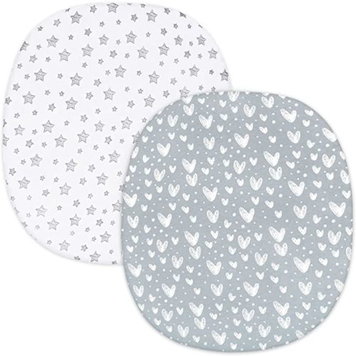 Bassinet Fitted Sheets Compatible with Graco Pack ‘n-Play Dome LX Bassinet(not playard), 2 Pack, 100% Jersey Knit Cotton Sheets, Grey Print for Baby - Gray - for Graco Pack ‘n-Play Dome LX Bassinet