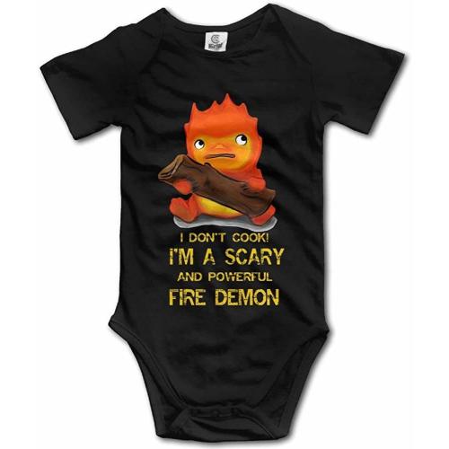 Fashion Boutique Clothing Moving Castle Calcifer Baby Jumpsuit Romper Climbing Clothes Black