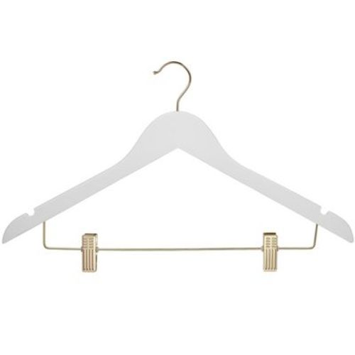 DEILSY White Wooden Hangers with Gold Hooks & Clips