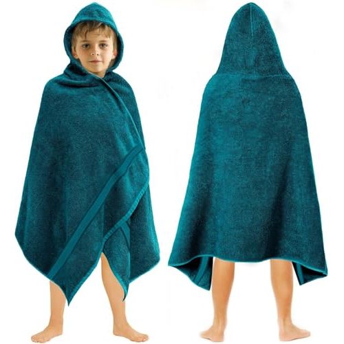 ORIGINAL KIDS Hooded Bath Towel Wrap - Ultra Soft 100% Cotton Kids Towel | 30x54 Large Oversized Terry Towel with a Hood for Big Kid Toddlers - Super Absorbent Quick Dry Shower Pool Beach Towel - Teal