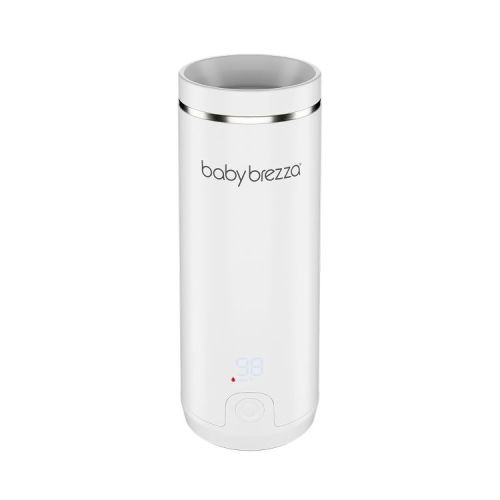 Baby Brezza Superfast Portable Bottle Warmer - White: Digital Display, Warms Evenly, Automatic Shut-Off, Battery Powered
