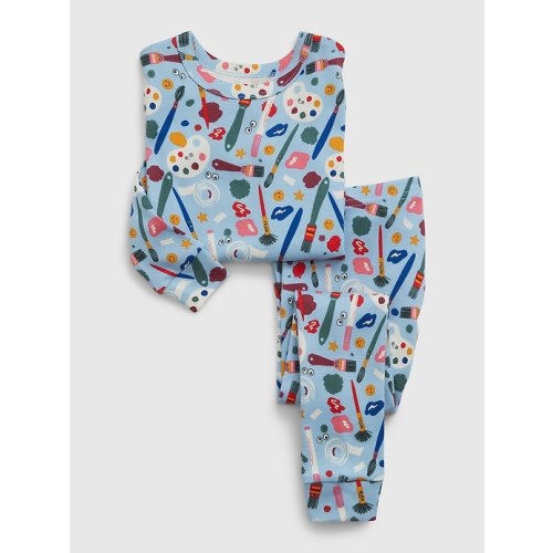 babyGap Organic Cotton Print PJ Set in light blue shadow, size: 12-18 M