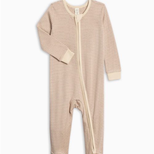 Peyton Zipper Sleeper Wayne Stripe / Cranberry 0-3 months