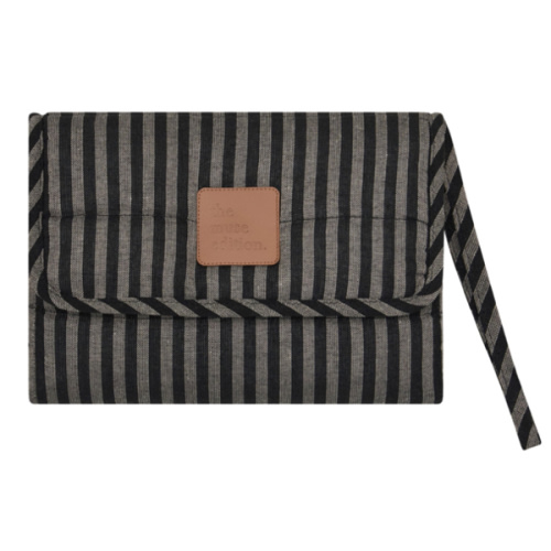 Noir Stripe Linen Change Mat