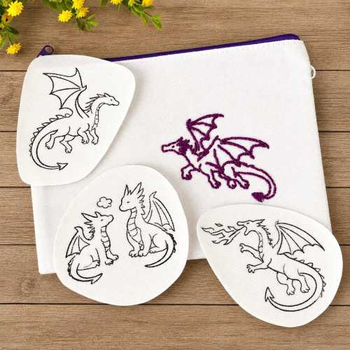 Stick and Stitch Dragon Embroidery Pattern, Medieval Dragon Designs, Fantasy Book lover gift idea, Gothic Mythical Creatures, Boy embroidery