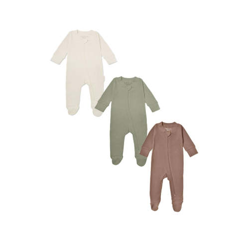 3 Piece Bundle - Organic Baby Waffle Footie Jumpsuit 6-9