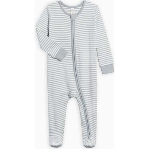 Peyton Zipper Sleeper Mist Stripe - Colored Organics | Maisonette
