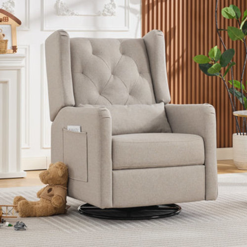 Isabelle & Max™ Upholstered Manual Recliner and Swivel Glider with Pillow | Wayfair
