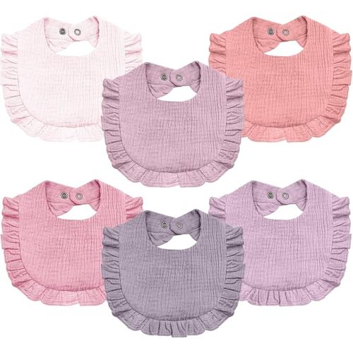 Baby Muslin Bibs,6 Pcs Drool Bandana Bibs for Baby Girl Drooling and Teething,Soft and Absorbent Cotton for Newborn