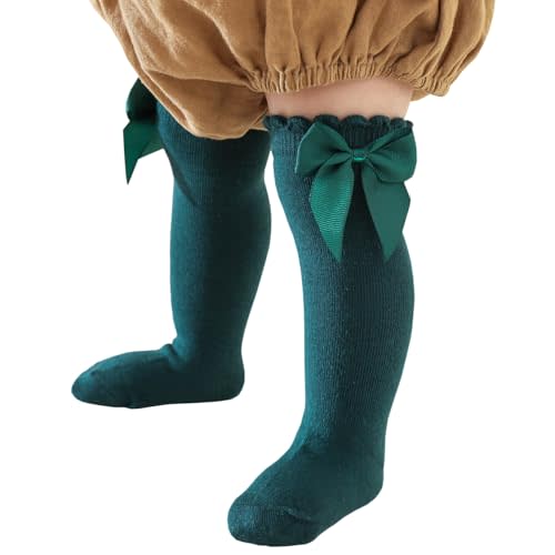 Baby Knee High Socks Newborn Ruffle Bow Socks Infant Long Sock Toddler Girls Uniform Stockings