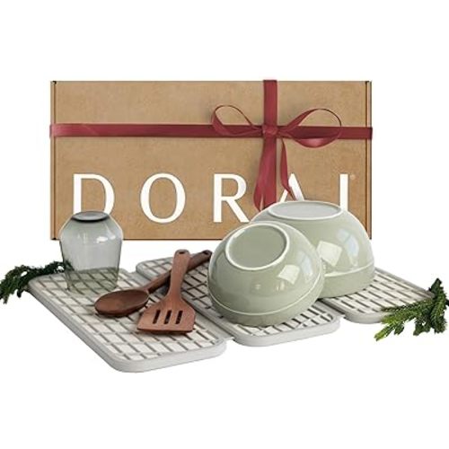 Dorai Home Dish Pad – Quick-Dry Diatomite Stone Drying Mat for Kitchen Counter, 19.9" x 15.2" x 0.52", Sandstone