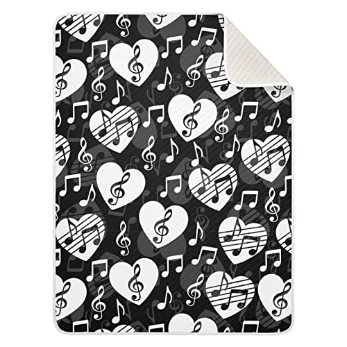 Mazeann Love Music Notes Baby Blankets Soft Warm Crib Stroller Blanket for Toddler Newborn Girls Boys, 30x40in