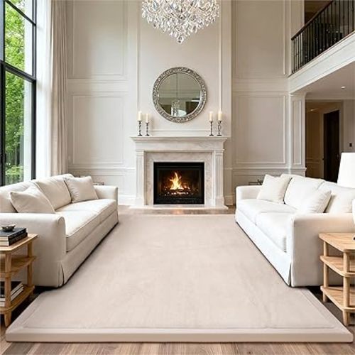 ACOMOPACK Baby Play Mat for Floor,1.3" Thick Memory Foam Area Rug for Living Room,Soft Velvet Crawling with Non-Slip Bottom for Kid,Toddler,79"×118" Tummy Time Nursery Rugs,Yoga(Beige)