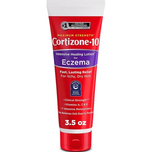 Cortizone-10 Maximum Strength Intensive Healing Itch Relief Lotion for Eczema, 1% Hydrocortisone, Fast-Acting, Anti-Itch Cream for Minor Skin Irritations, Rashes and Inflammation Due to Eczema, 3.5 oz