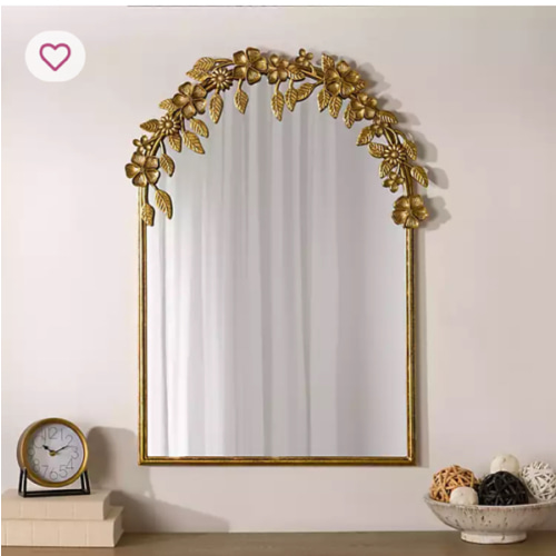 Gold Floral Ava Arched Wall Mirror | Kirklands Home