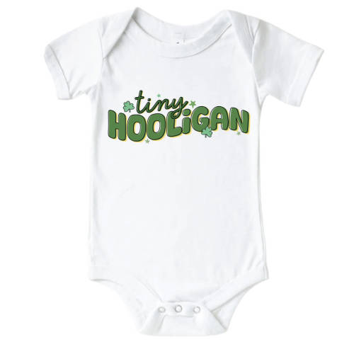 Tiny Hooligan Graphic Bodysuit & Kids Tee | White