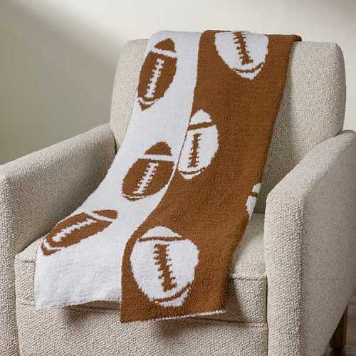 White and Brown Football Cloud Throw | Kirklands Home