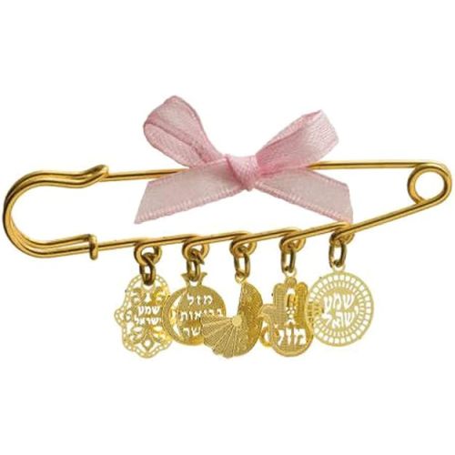 Jewish Baby Girl Safety Pin - Hamsa - Shema Yisrael - Luck Health - Newborn Gift