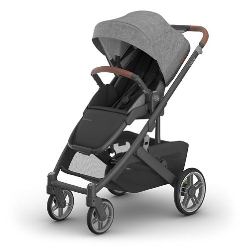UPPAbaby Cruz V3 Stroller - from Birth + Car Seat Compatible - Full-Size, Reversible Seat - Infant Insert, Bug and Rain Shields Included - Greyson (Charcoal Mélange/Carbon Frame/Saddle Leather)