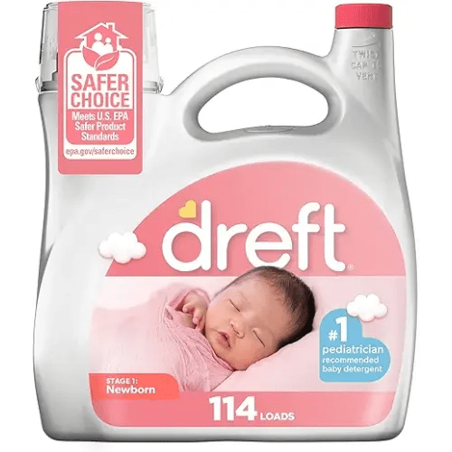 Dreft Stage 1 Newborn Baby Liquid Laundry Detergent, Gentle on Sensitive Skin, HE Compatible, 114 loads