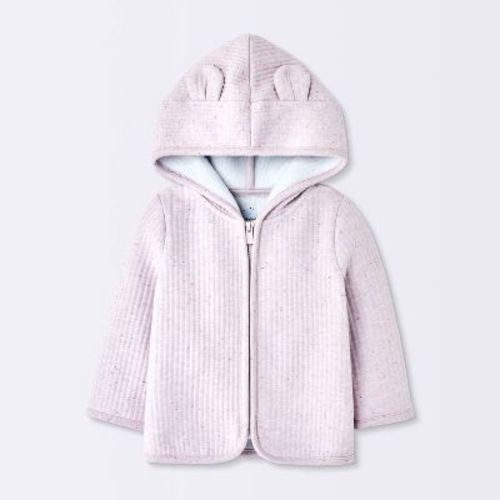 Baby Girls' Cozy Quilted Jacket - Cloud Island™ Heathered Pink 0-3M