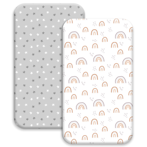 Gllquen Baby 2-Pack Ultra Soft Fitted Microfiber Crib Sheets for Newborn Baby Boys Girls 28" x 52", Rainbows