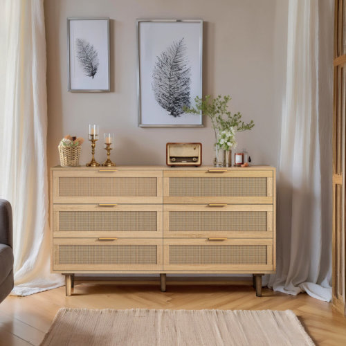 Bay Isle Home™ Ayanna 6 Drawer Wide Rattan Storage Dresser & Reviews | Wayfair