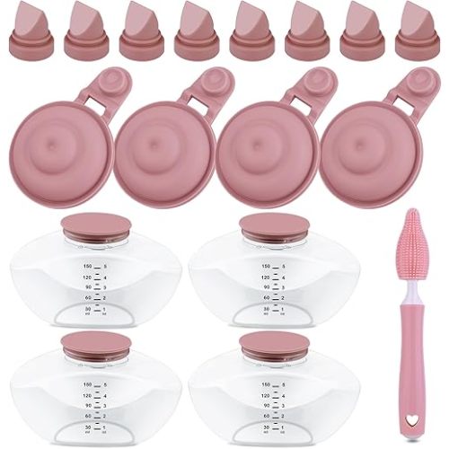 Replacement Parts Kit for Momcozy M9 Wearable Breast Pump – Includes 4pcs Breastmilk Container, 8pcs Duckbill Valves, 4pcs Membranes & Cleaning Brush, BPA-Free, Easy to Clean