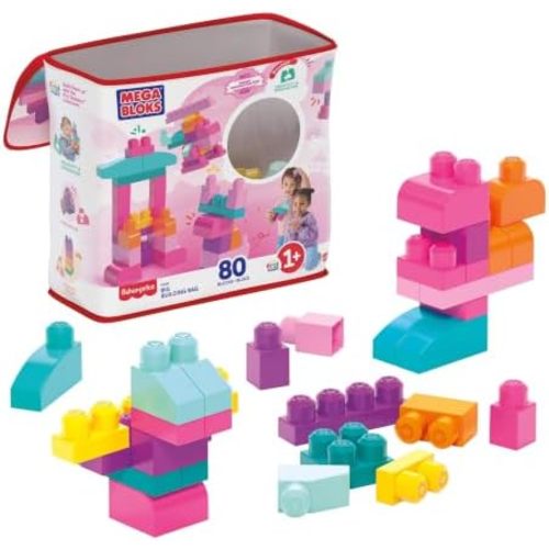 MEGA BLOKS First Builders Big Building Bag Toddler Blocks Toy Pink