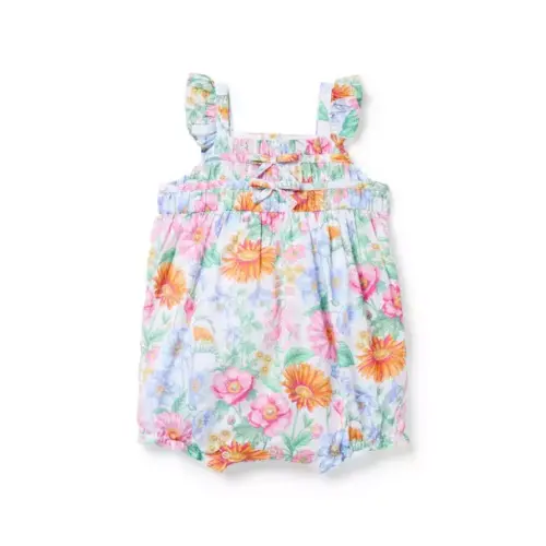 Baby White Floral Baby Floral Bow Romper by Janie and Jack