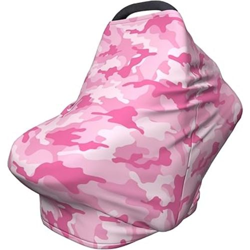 Pink Camo Baby Car Seat Canopy Cover Baby Stuff, Nursing Breastfeeding Covers Infant Carseat Cover for Boys and Girls Newborn Shower Gifts